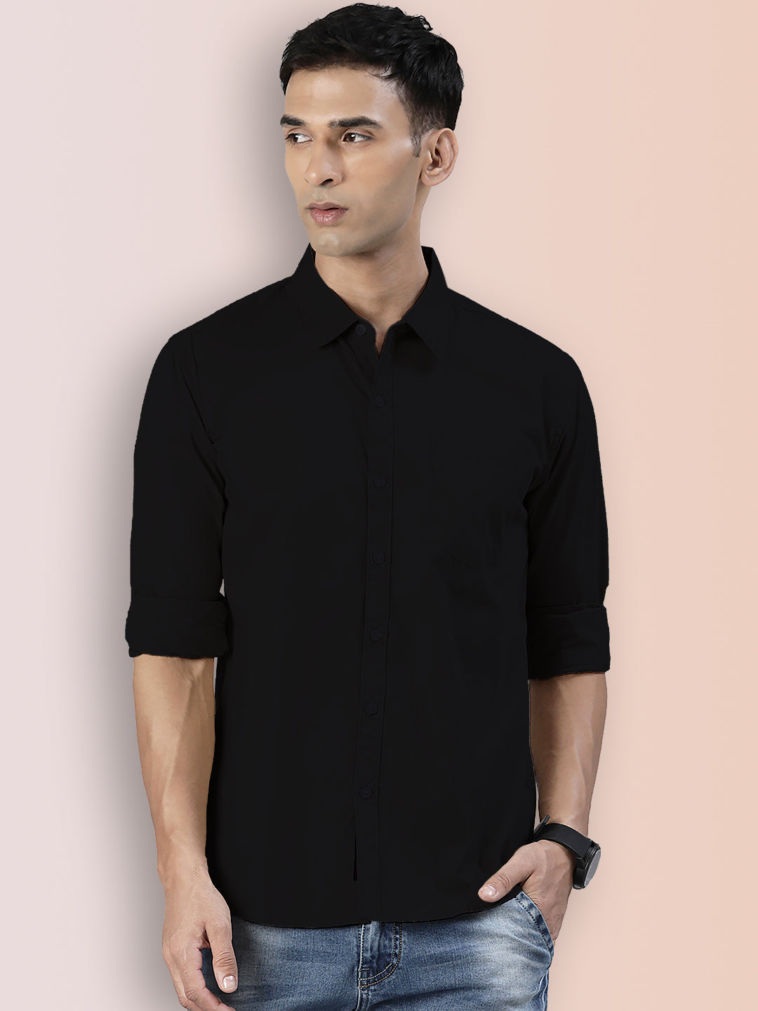 BROON Men Black Printed Full Sleeve Casual Shirt