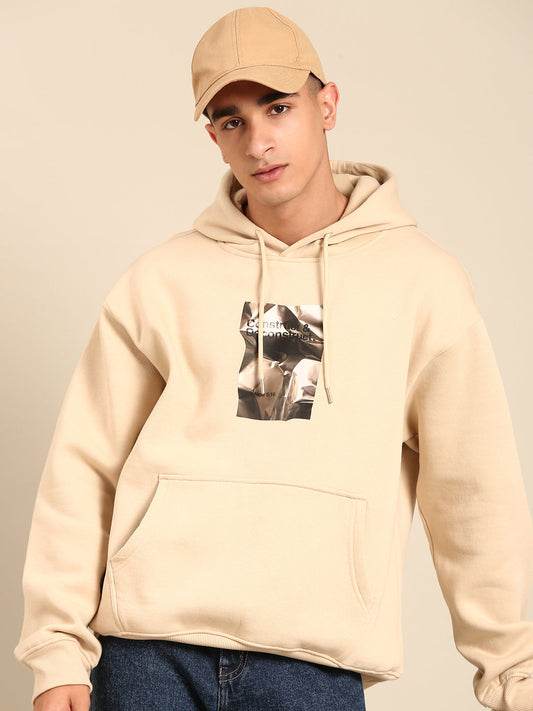 Men Printed Full Sleeve Hooded Sweatshirt