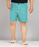Men Plus Size Mint Green Checked Boxer