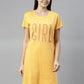 CURARE Women Printed Round Neck Yellow LongTees