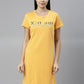CURARE Women Printed Round Neck Yellow LongTees
