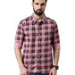 Pink Checked Pure Cotton Casual Full Sleeve Shirt