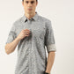 Men Light Blue Printed Pure Cotton Full Sleeve Casual Shirt
