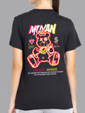 Broon Women Printed Round Neck Black T-Shirt