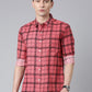 Red Checkered Pure Cotton Full Sleeve Shirt
