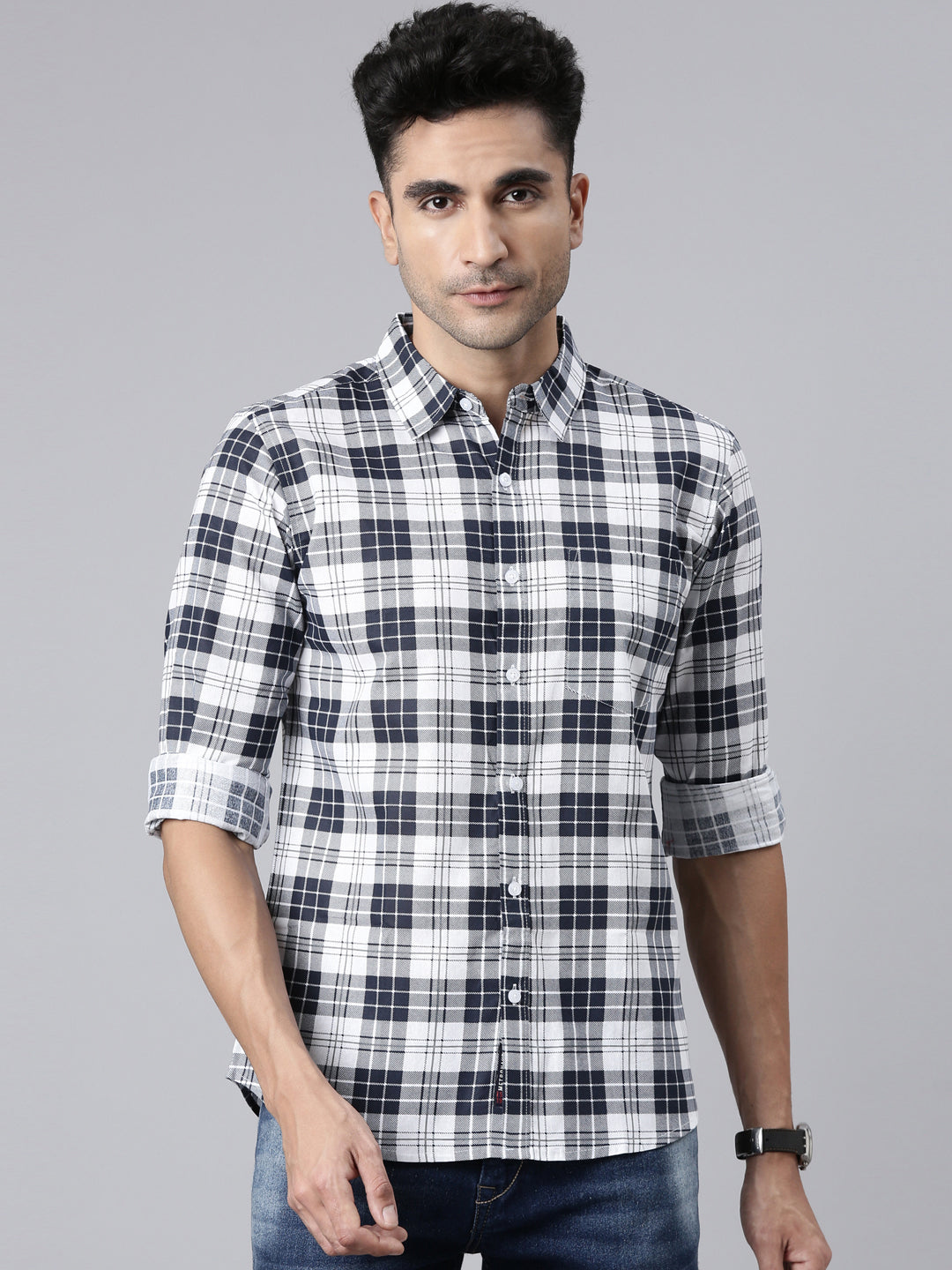 Men White Printed Pure Cotton Full Sleeve Casual Shirt