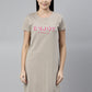 CURARE Women Printed Round Neck Brown LongTees