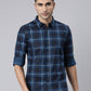 Men Navy Blue Printed Pure Cotton Full Sleeve Casual Shirt