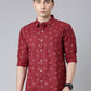 Maroon printed Pure Cotton Full Sleeve Shirt