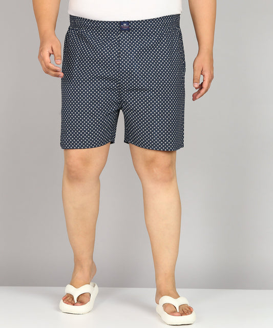 Men Plus Size Navy Blue Printed Boxer