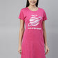 CURARE Women Printed Round Neck Fuchsia LongTees