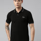 Men Solid Polo Collar Black T-shirt