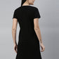 CURARE Women Printed Round Neck Black LongTees