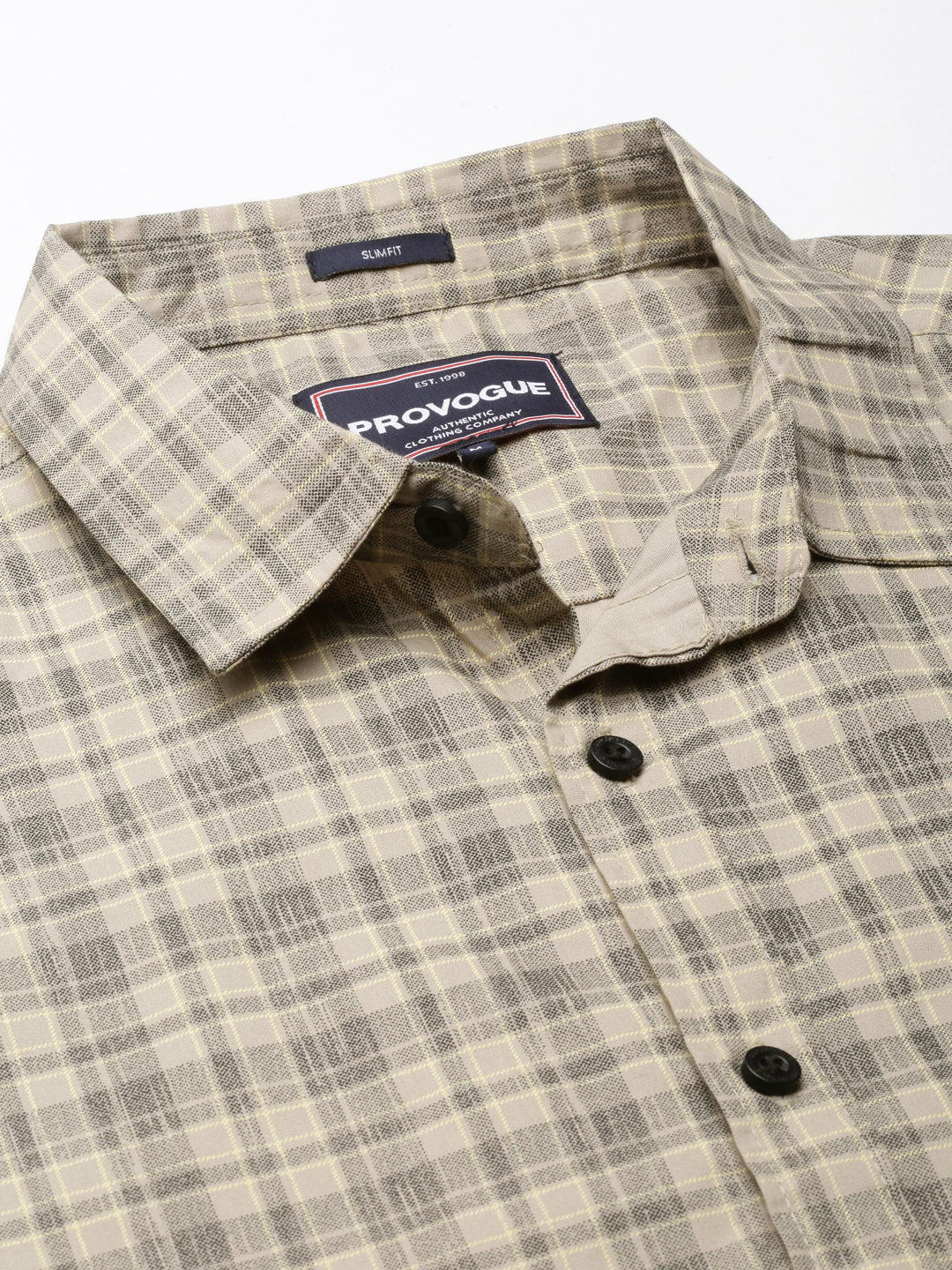 Men Beige Checked Pure Cotton Full Sleeve Casual Shirt