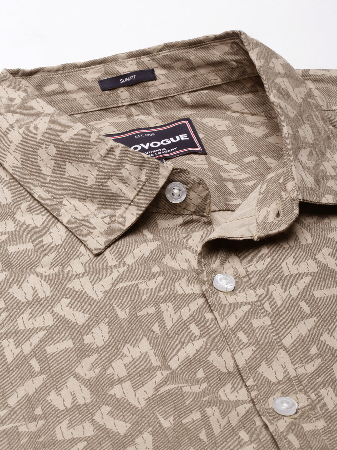 Men Beige Printed Pure Cotton Full Sleeve Casual Shirt