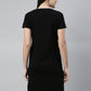 CURARE Women Printed Round Neck Black LongTees