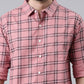 Pink Checked Pure Cotton Casual Full Sleeve Shirt
