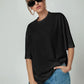 Broon Women Printed Oversize Round Neck Black T-Shirt