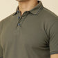 Men Solid Polo Neck Olive T-Shirt
