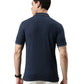 Men Solid Polo Collar Denim Blue T-shirt