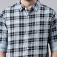 Light Blue Checked Pure Cotton Casual Full Sleeve Shirt