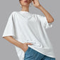 Broon Women Printed Oversize Round Neck White T-Shirt