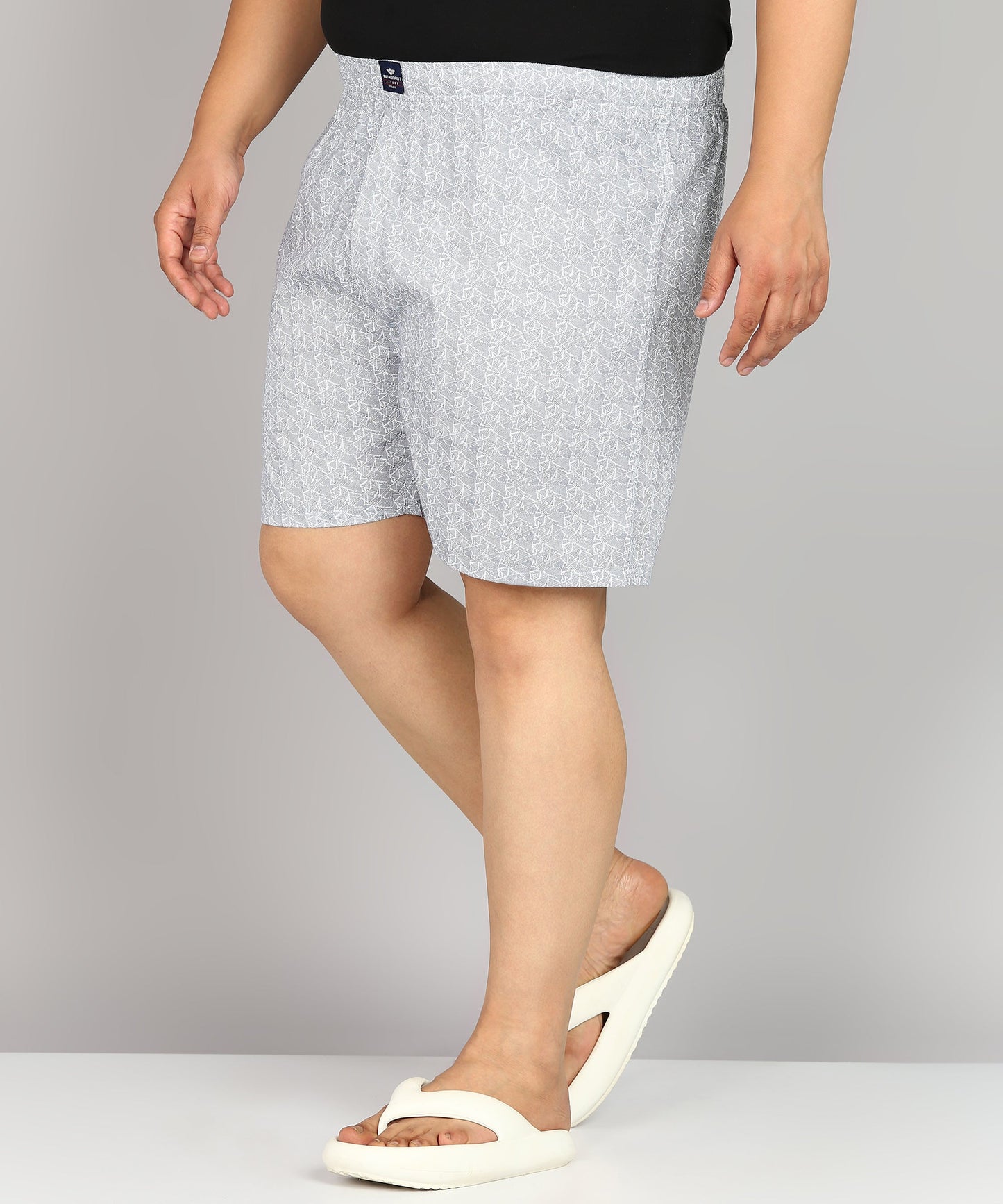 Men Plus Size White Printed Boxer