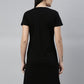 CURARE Women Printed Round Neck Black LongTees