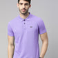 Men Lavender Solid Polo Collar T-shirt