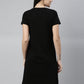 CURARE Women Printed Round Neck Black LongTees