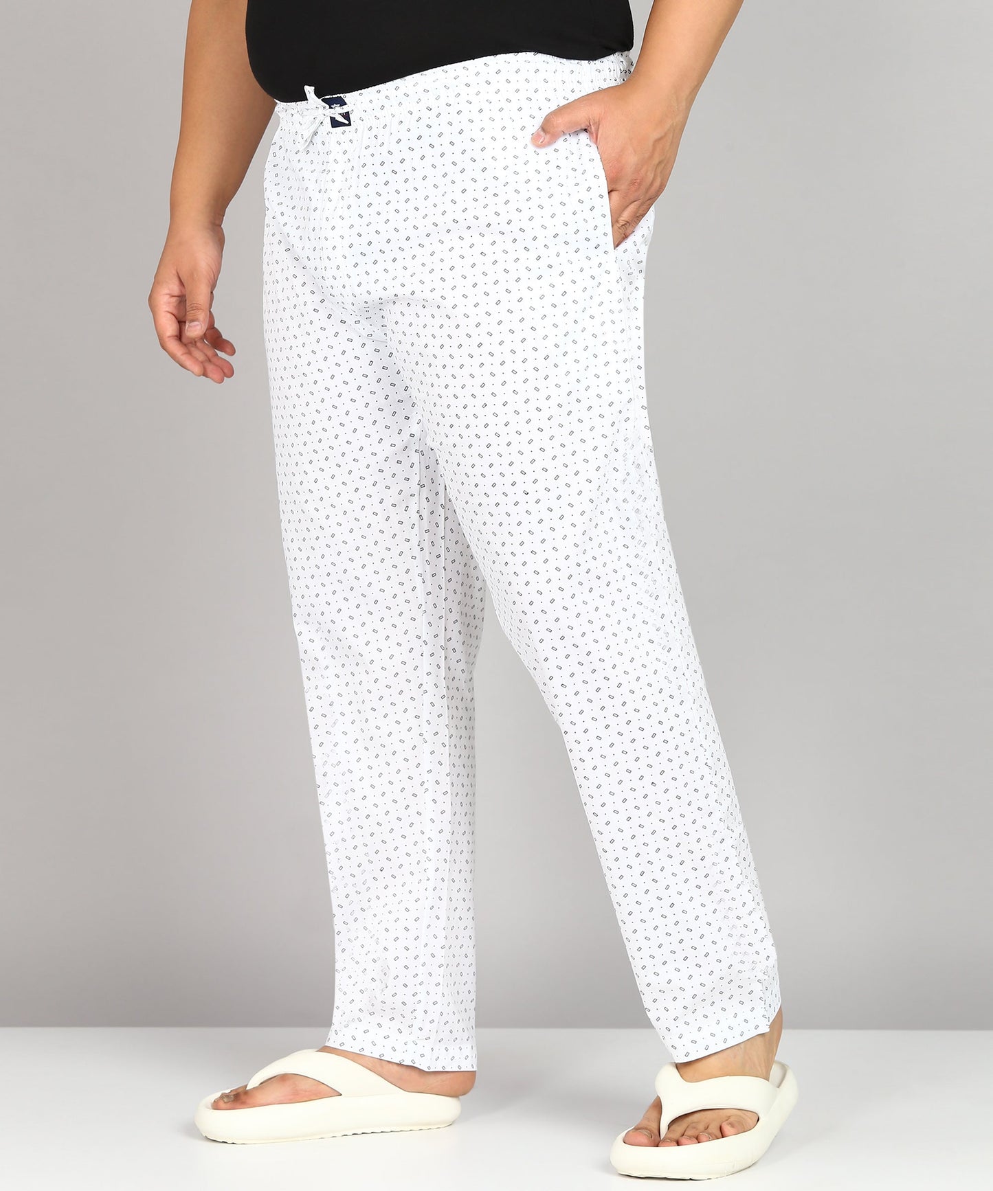 Men Plus Size White Plus Printed Pyjama