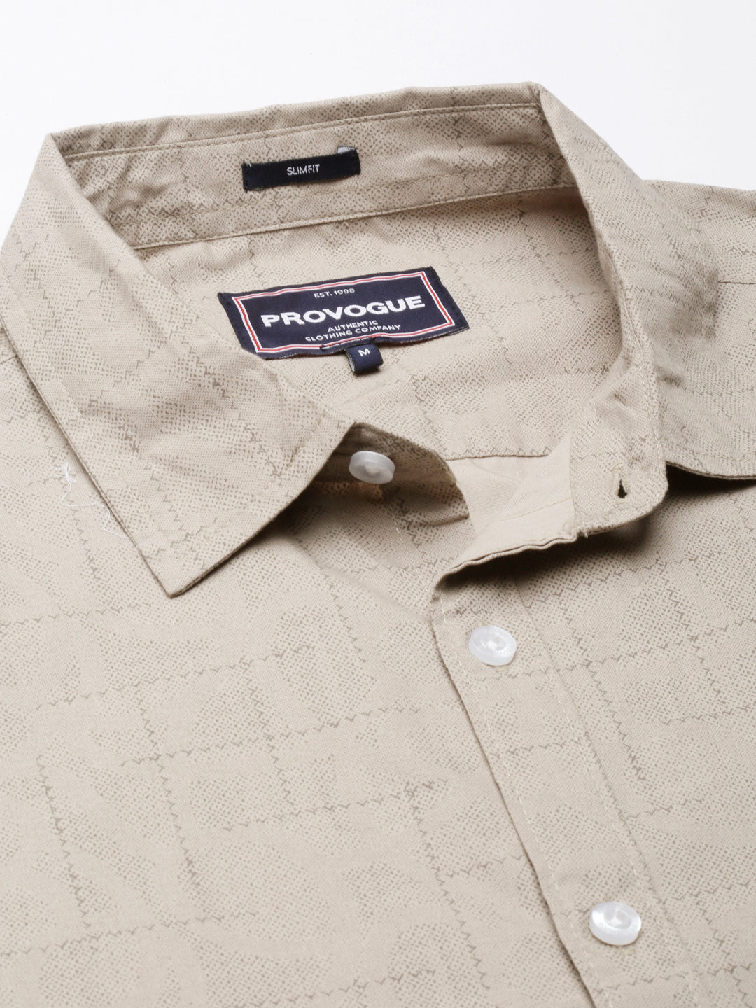 Men Beige Printed Pure Cotton Full Sleeve Casual Shirt
