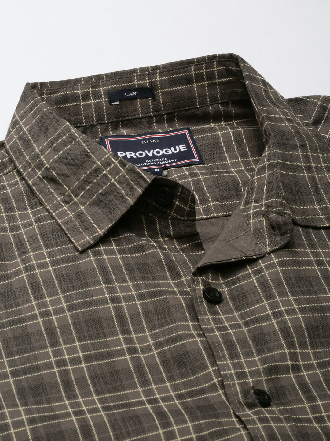 Men Dark Grey Checked Pure Cotton Full Sleeve Casual Shirt