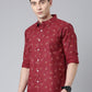 Maroon printed Pure Cotton Full Sleeve Shirt
