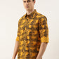 Men Yellow Printed Pure Cotton Full Sleeve Casual Shirt