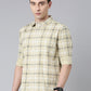 Beige Checked Pure Cotton Full Sleeve Shirt