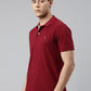 Men Maroon Solid Polo Collar T-shirt