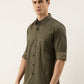Men Olive Green Printed Pure Cotton Full Sleeve Casual Shirt