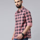 Pink Checked Pure Cotton Casual Full Sleeve Shirt