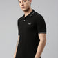 Men Solid Polo Collar Black T-shirt