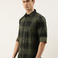Men Olive and Black Checked Pure Cotton Full Sleeve Casual Shirt
