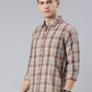Men Beige Checked Cotton Blend Casual Full Sleeve Shirt