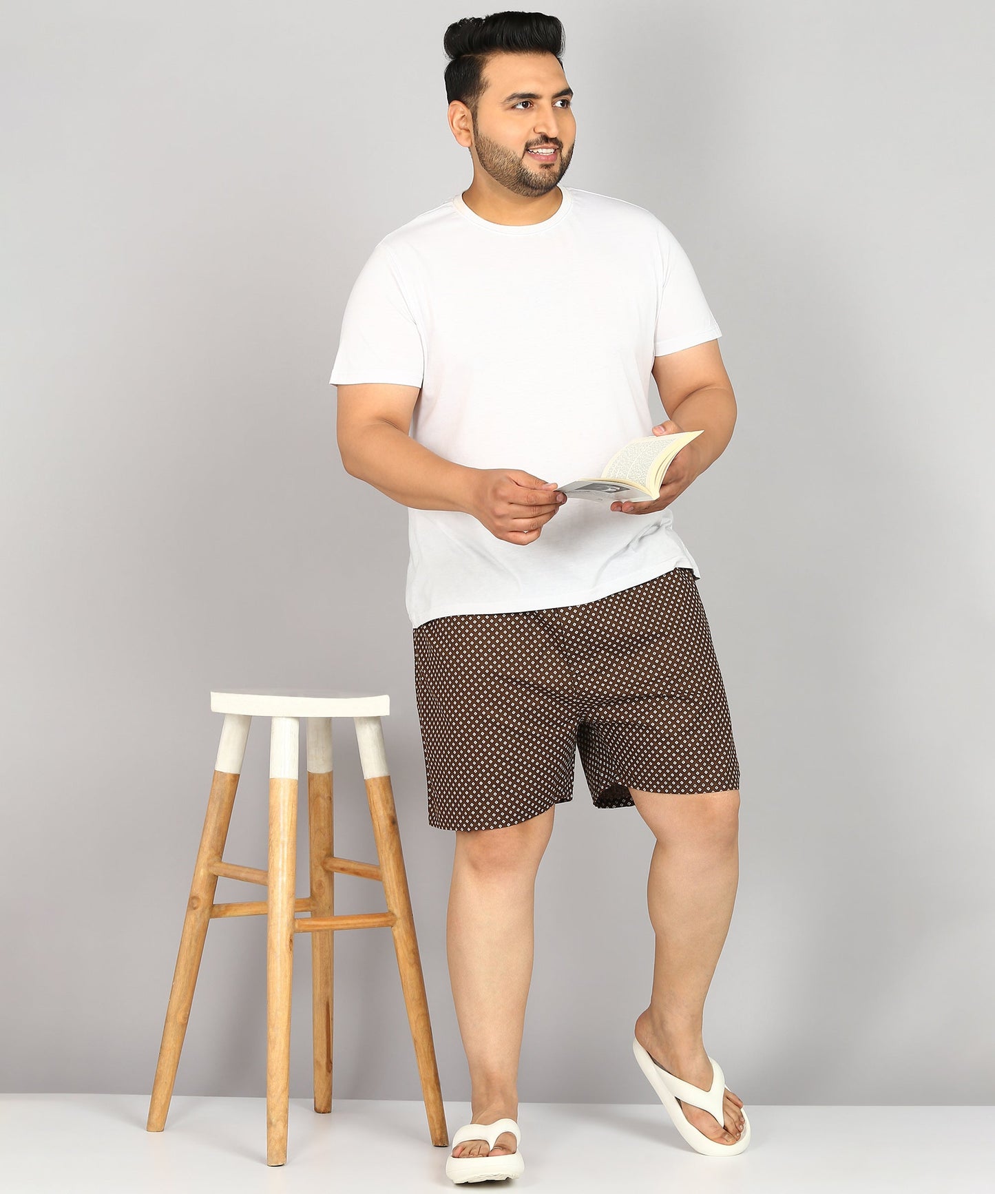 Men Plus Size Brown Printed Boxer
