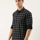 Men Navy Blue Checked Pure Cotton Full Sleeve Casual Shirt