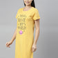 CURARE Women Printed Round Neck Yellow LongTees