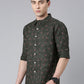 Dark Green printed Pure Cotton Full Sleeve Shirt
