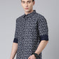 Navy printed Pure Cotton Full Sleeve Shirt