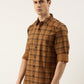 Men Mustard Checked Pure Cotton Full Sleeve Casual Shirt