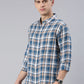 Men Blue Checked Cotton Blend Casual Full Sleeve Shirt