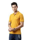 Men Solid Polo Collar Mustard T-shirt